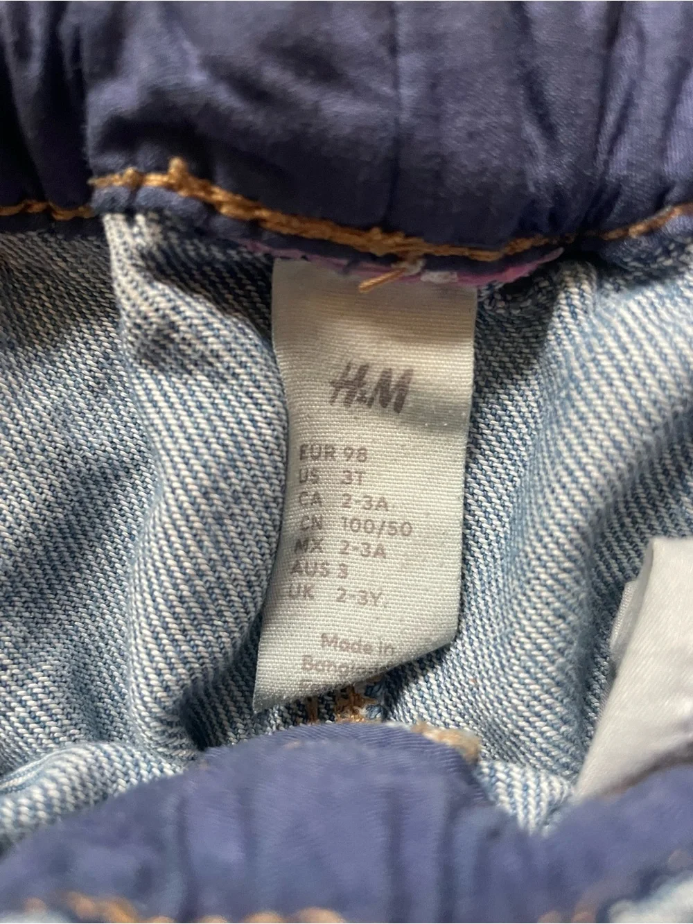 H&M Kids Elastic Waist Light Blue Denim Pants 3T